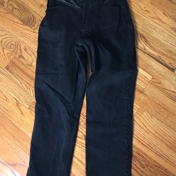 Abercrombie Relaxed Black Jeans with Faux Leather Detail - Picture 9 of 11
